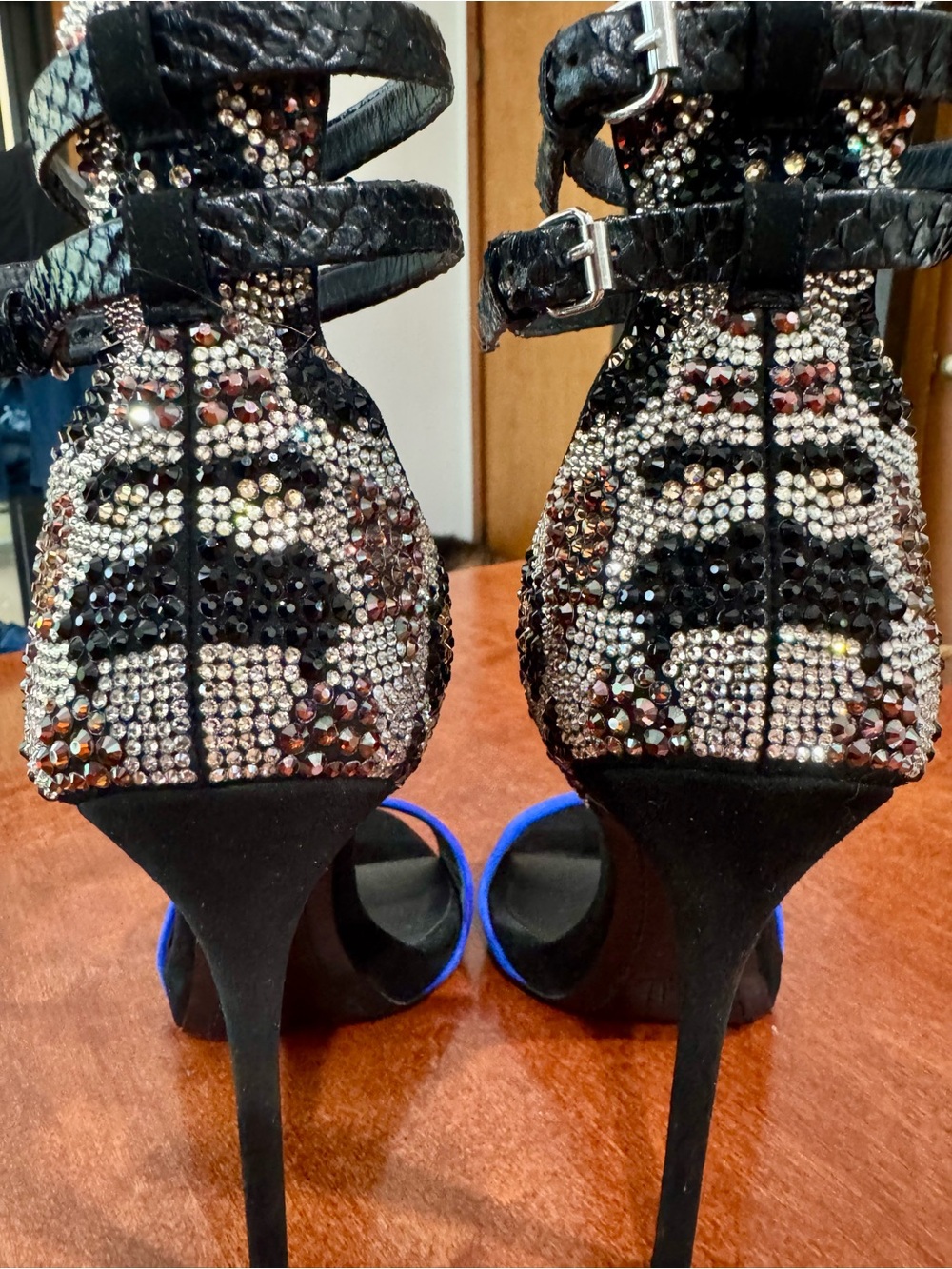 Giuseppe Zanotti Cobalt Blue Suede and Swarovski Crystal Stilettos - Picture 7 of 13